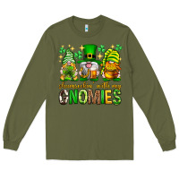 Army Green St. Patrick's Day shamrockin' with my gnomies Long Sleeve Tee - Neo Western