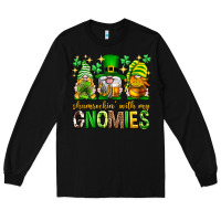 Black St. Patrick's Day shamrockin' with my gnomies Long Sleeve Tee - Neo Western