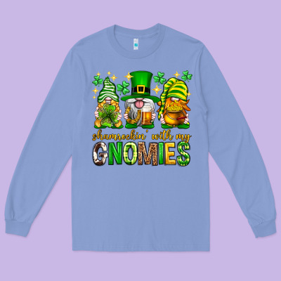 St. Patrick's Day Shamrockin' With My Gnomies Long Sleeve Tee Designed By Neo Western