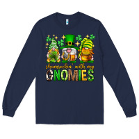 Navy St. Patrick's Day shamrockin' with my gnomies Long Sleeve Tee - Neo Western