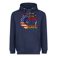 Navy home of the free because of the brave Heavyweight Hoodie - NancyCooperArtShop