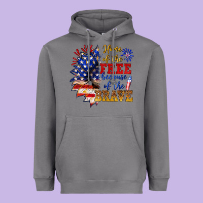 Home Of The Free Because Of The Brave Heavyweight Hoodie Designed By Nancycooperartshop