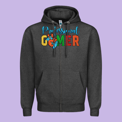 Professional Gamer Zipper Hoodie Designed By Jahusdesignshop