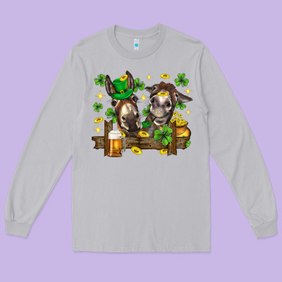 St. Patrick's Day Donkey Long Sleeve Tee Designed By Neo Western