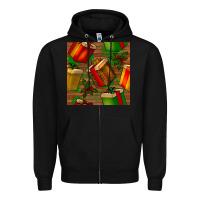 Black christmas gift box seamless pattern Zipper Hoodie - BundleAndBundleShop