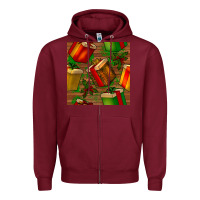 Burgundy christmas gift box seamless pattern Zipper Hoodie - BundleAndBundleShop
