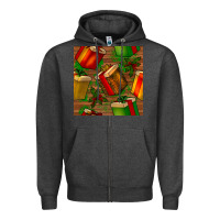 Charcoal Heather christmas gift box seamless pattern Zipper Hoodie - BundleAndBundleShop
