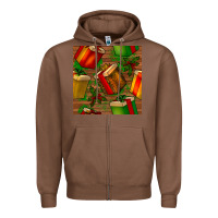 Chestnut christmas gift box seamless pattern Zipper Hoodie - BundleAndBundleShop