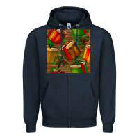 Navy christmas gift box seamless pattern Zipper Hoodie - BundleAndBundleShop