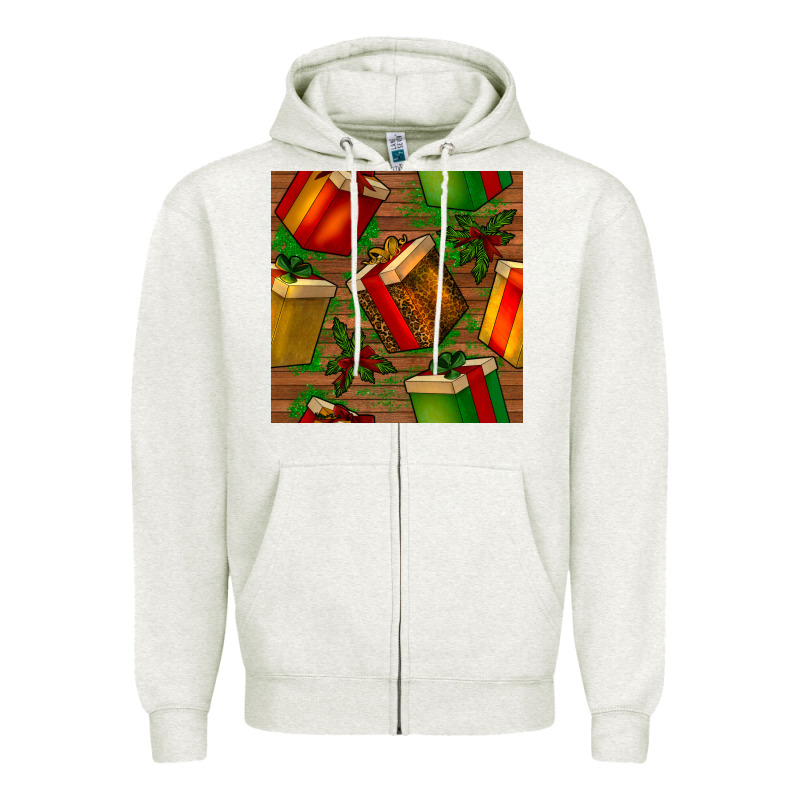 Christmas Gift Box Seamless Pattern Zipper Hoodie by BundleAndBundleShop | Teevron