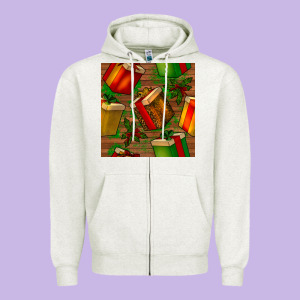 Christmas Gift Box Seamless Pattern Zipper Hoodie Designed By Bundleandbundleshop