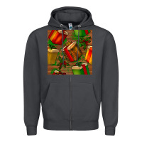 Smoke christmas gift box seamless pattern Zipper Hoodie - BundleAndBundleShop