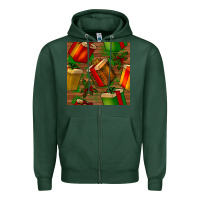 Sports Green christmas gift box seamless pattern Zipper Hoodie - BundleAndBundleShop