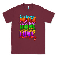 Burgundy kindness peace inclusion hope equality love diversity Classic Tee - HRA Design Shop