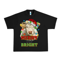 Black merry and bright charolais cattle cow with christm Urban Heavy Tee - RanaPortraitStore