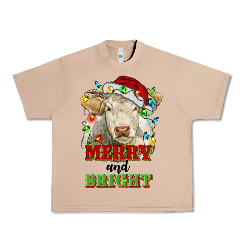 Merry And Bright Charolais Cattle Cow With Christm Urban Heavy Tee by RanaPortraitStore | Teevron