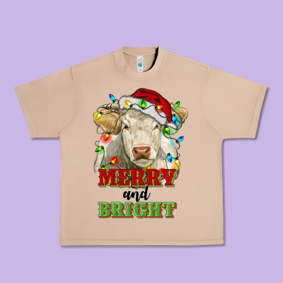 Merry And Bright Charolais Cattle Cow With Christm Urban Heavy Tee Designed By Ranaportraitstore