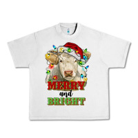 Lunar Rock merry and bright charolais cattle cow with christm Urban Heavy Tee - RanaPortraitStore