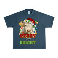 Midnight Navy merry and bright charolais cattle cow with christm Urban Heavy Tee - RanaPortraitStore