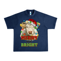 Navy merry and bright charolais cattle cow with christm Urban Heavy Tee - RanaPortraitStore