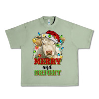 Oil Green merry and bright charolais cattle cow with christm Urban Heavy Tee - RanaPortraitStore