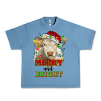 Pebble Blue merry and bright charolais cattle cow with christm Urban Heavy Tee - RanaPortraitStore