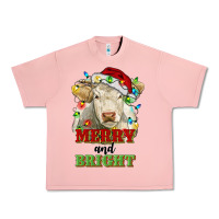 Salmon merry and bright charolais cattle cow with christm Urban Heavy Tee - RanaPortraitStore
