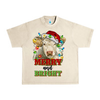 Sandshell merry and bright charolais cattle cow with christm Urban Heavy Tee - RanaPortraitStore
