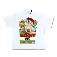 White merry and bright charolais cattle cow with christm Urban Heavy Tee - RanaPortraitStore