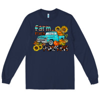 Navy farm fresh pumpkin Long Sleeve Tee - CowhideDigitalArt