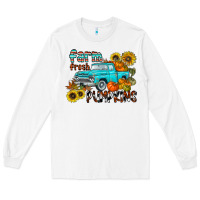 White farm fresh pumpkin Long Sleeve Tee - CowhideDigitalArt