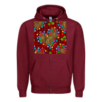 Burgundy christmas lights and leopard hearts seamless pattern Zipper Hoodie - BundleAndBundleShop