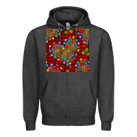 Charcoal Heather christmas lights and leopard hearts seamless pattern Zipper Hoodie - BundleAndBundleShop