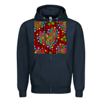 Navy christmas lights and leopard hearts seamless pattern Zipper Hoodie - BundleAndBundleShop