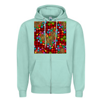 Seafoam christmas lights and leopard hearts seamless pattern Zipper Hoodie - BundleAndBundleShop