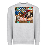 Heather Grey American farm animals Heavyweight Sweatshirt - RanaPortraitStore
