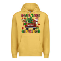 Antique Gold Christmas Santa and reindeer truck Premium Hoodie - MaliasSmallBusiness