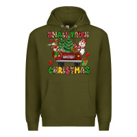 Army Green Christmas Santa and reindeer truck Premium Hoodie - MaliasSmallBusiness