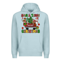 Blue Mist Christmas Santa and reindeer truck Premium Hoodie - MaliasSmallBusiness