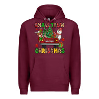 Burgundy Christmas Santa and reindeer truck Premium Hoodie - MaliasSmallBusiness