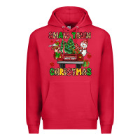Cardinal Christmas Santa and reindeer truck Premium Hoodie - MaliasSmallBusiness