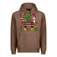Chestnut Christmas Santa and reindeer truck Premium Hoodie - MaliasSmallBusiness