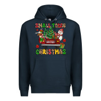 Navy Christmas Santa and reindeer truck Premium Hoodie - MaliasSmallBusiness