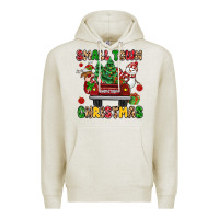 Oatmeal Heather Christmas Santa and reindeer truck Premium Hoodie - MaliasSmallBusiness