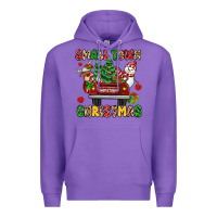 Purple Christmas Santa and reindeer truck Premium Hoodie - MaliasSmallBusiness