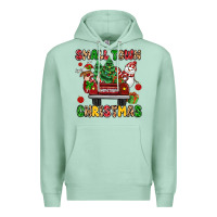 Seafoam Christmas Santa and reindeer truck Premium Hoodie - MaliasSmallBusiness
