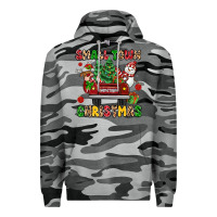 Slate Camo Christmas Santa and reindeer truck Premium Hoodie - MaliasSmallBusiness
