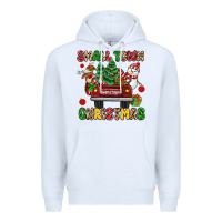 White Christmas Santa and reindeer truck Premium Hoodie - MaliasSmallBusiness