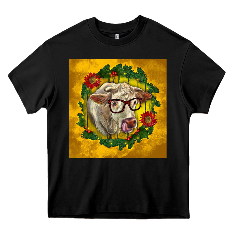 Christmas Charolais Cow Face Heavy Core Tee by LillyAllenDesigns | Teevron