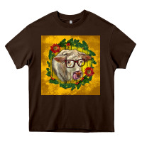 Chocolate Brown christmas charolais cow face Heavy Core Tee - LillyAllenDesigns